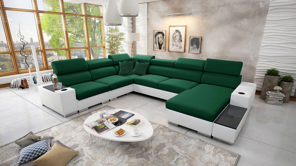 U-shaped Napoli VIII corner sofa – eco-leather, right-hand