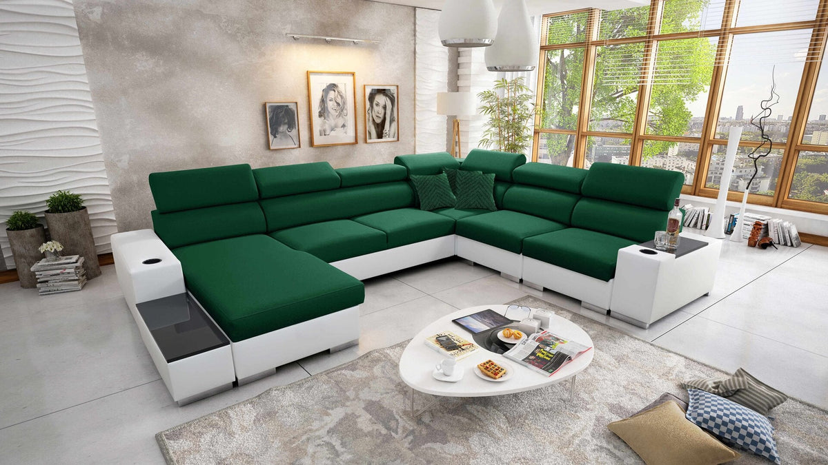 U-shaped Napoli VIII corner sofa – eco-leather, left-hand