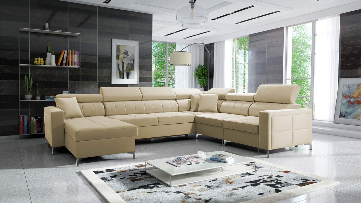 U-shaped Oslo VII corner sofa bed with storage – left-hand