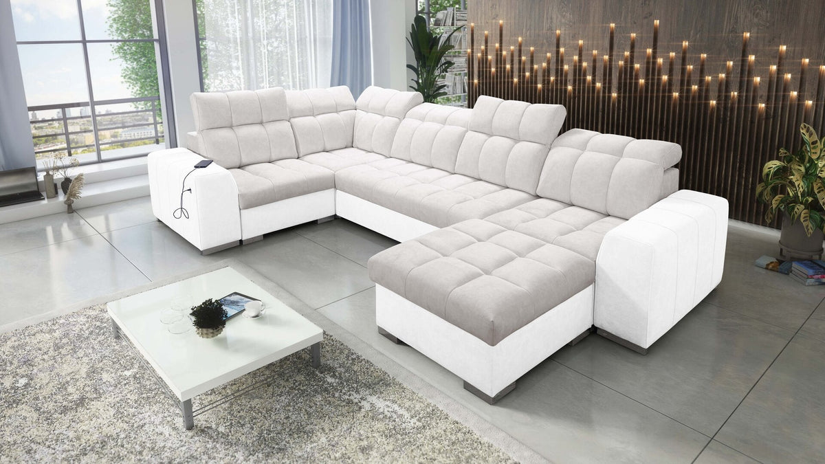 U-shaped Prisma IV corner sofa – eco-leather, right-hand