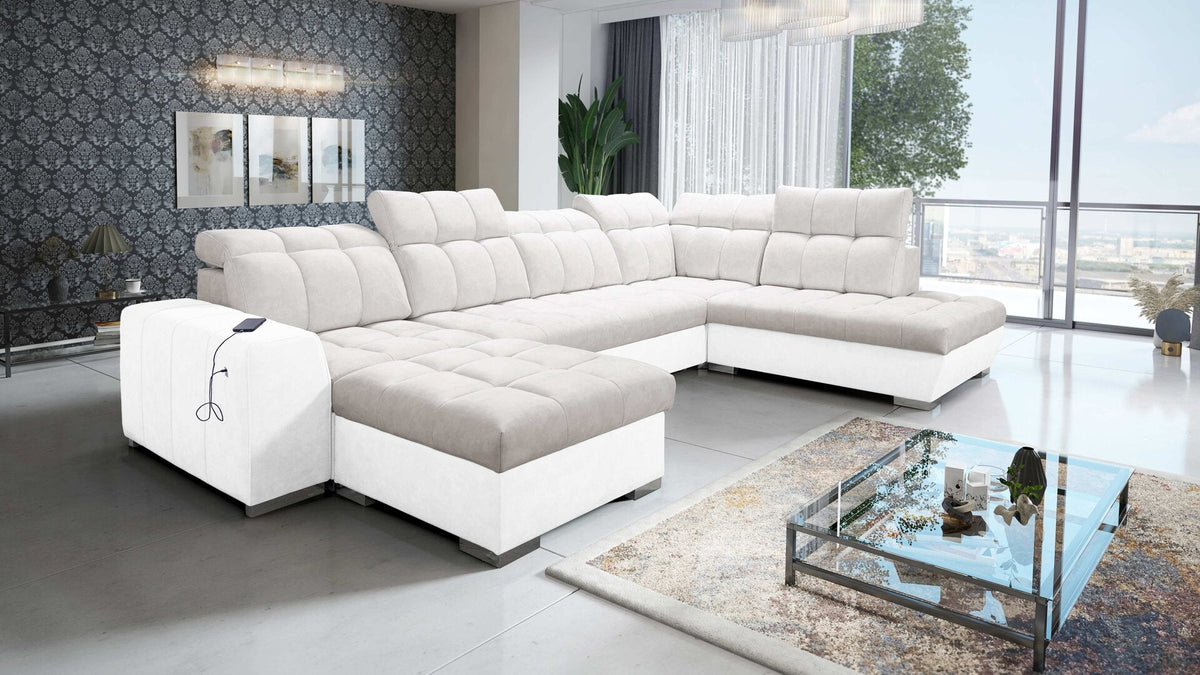 U-shaped Prisma VI corner sofa bed – eco-leather, left-hand
