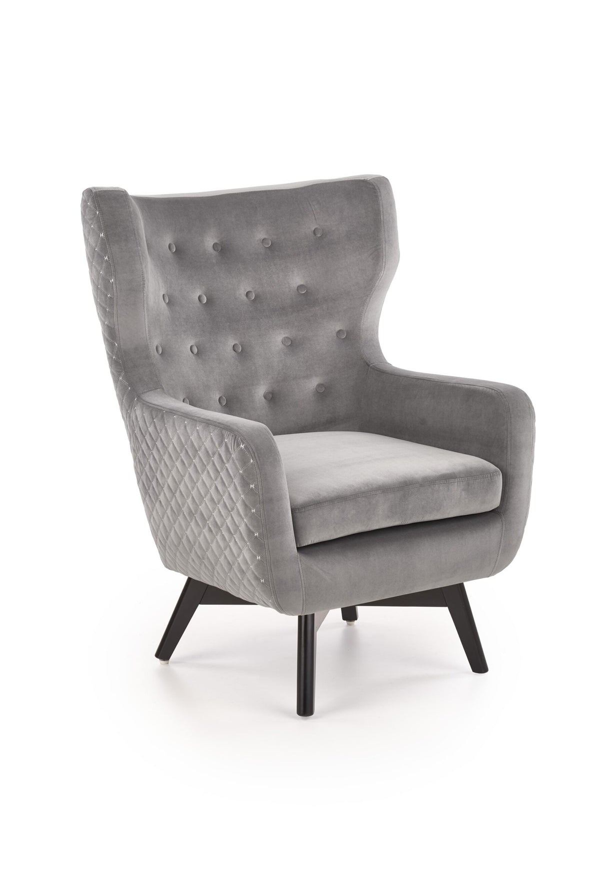 MARVEL Velvet High-Back Armchair – Grey – HLR 21 – image 1