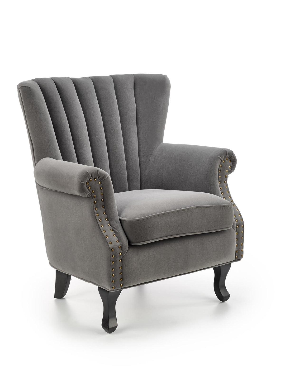 TITAN Velvet Lounge Armchair – Ash Grey – HLR 21 – image 1