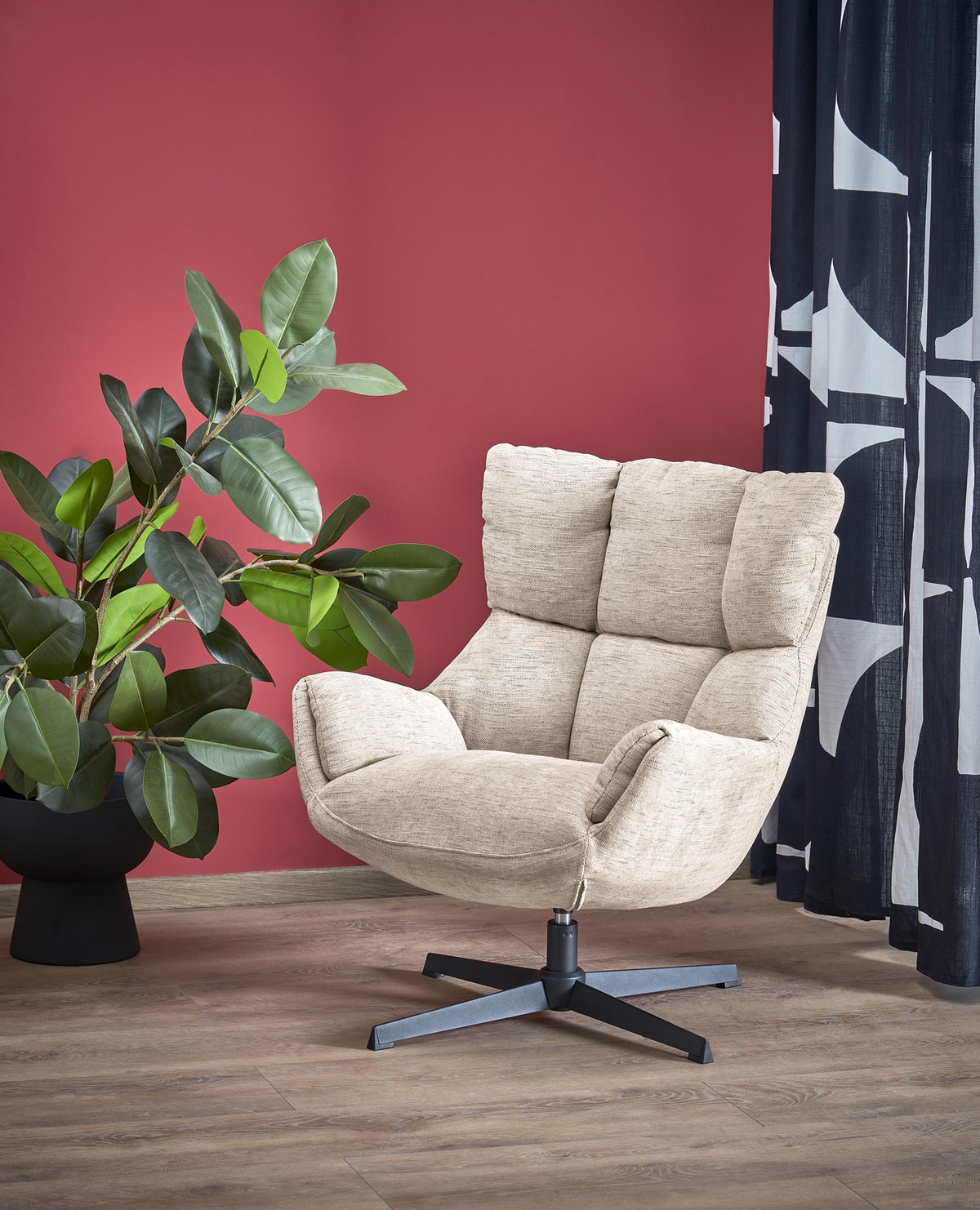 ORINOKO Swivel Lounge Armchair – Beige – Odin 28 – image 1