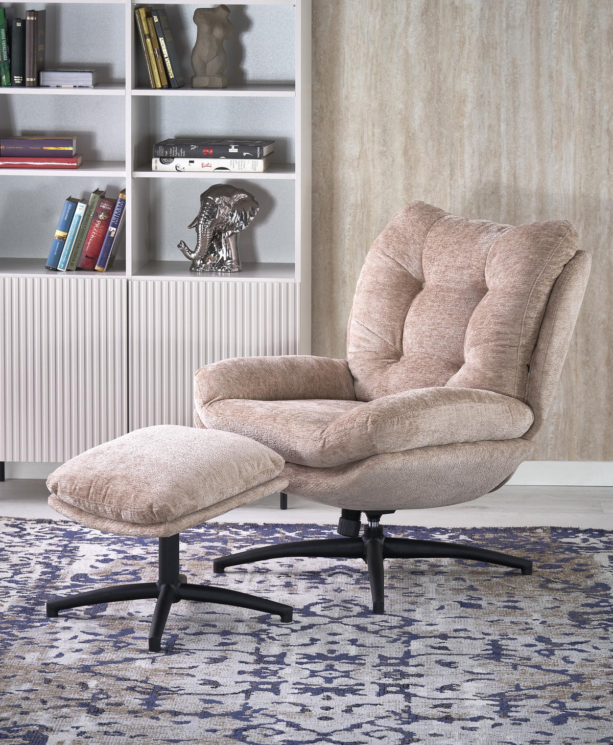 PESTO Rocking Armchair with Footstool – Beige – image 1