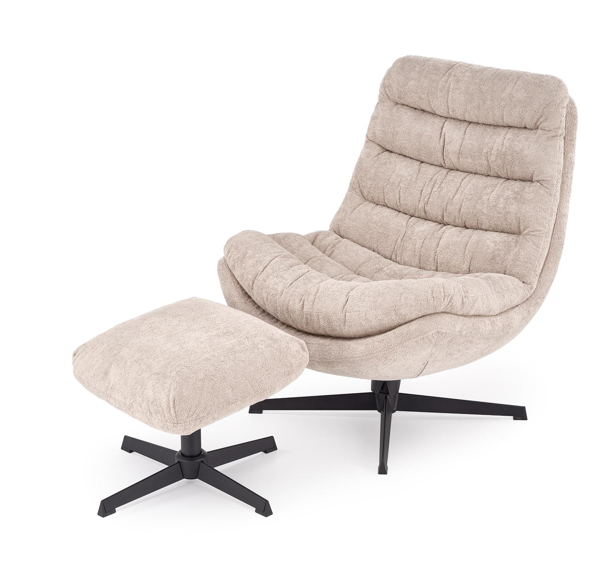 OLYMPIC Swivel Armchair with Footstool – Cappuccino – Monte 11 – image 1