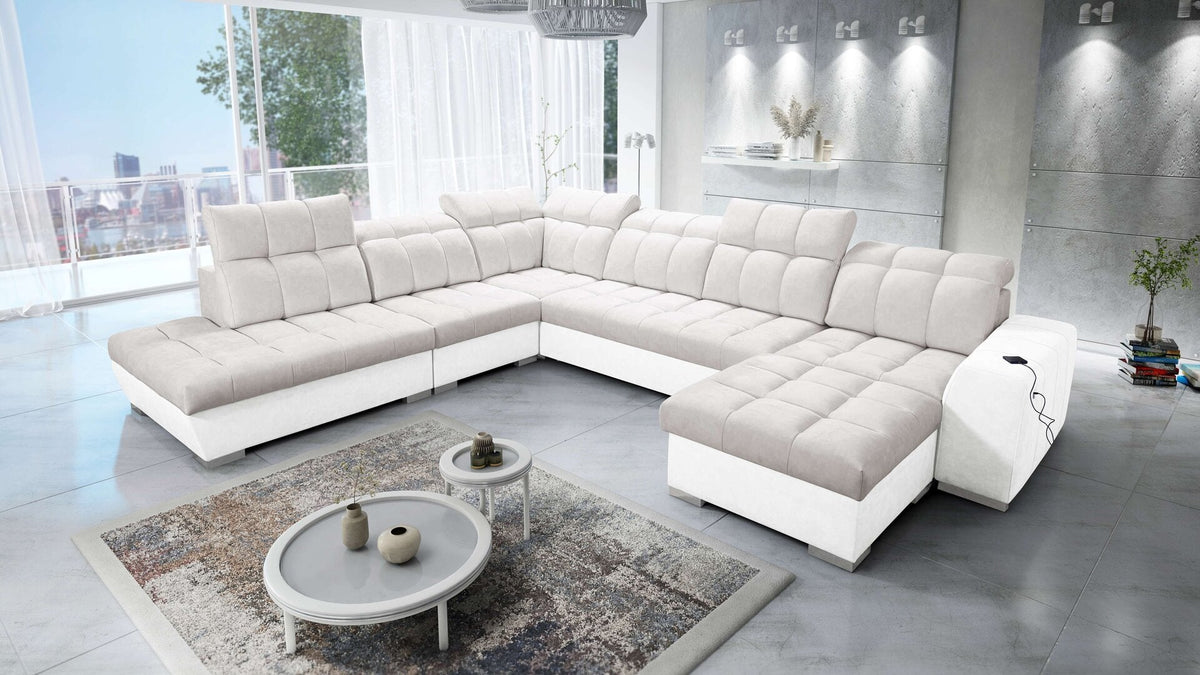 U-shaped Prisma X corner sofa bed – eco-leather, right-hand