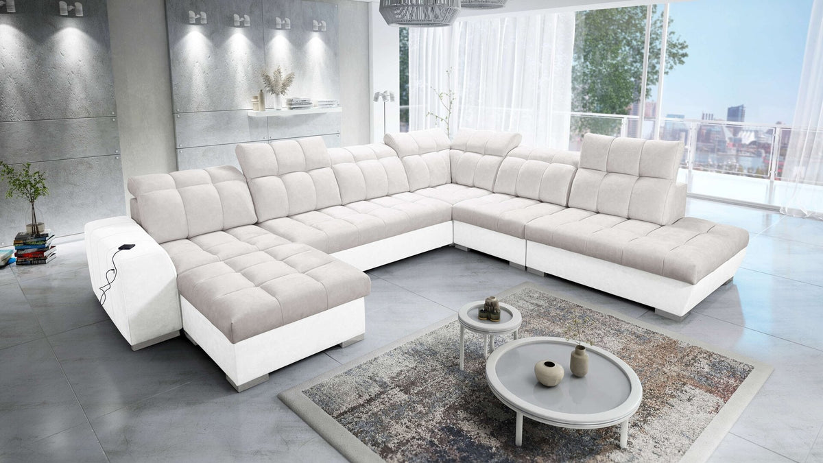 U-shaped Prisma X corner sofa bed – eco-leather, left-hand