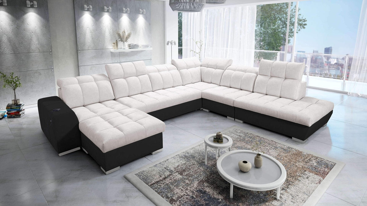 U-shaped Prisma X corner sofa bed – eco-leather, left-hand