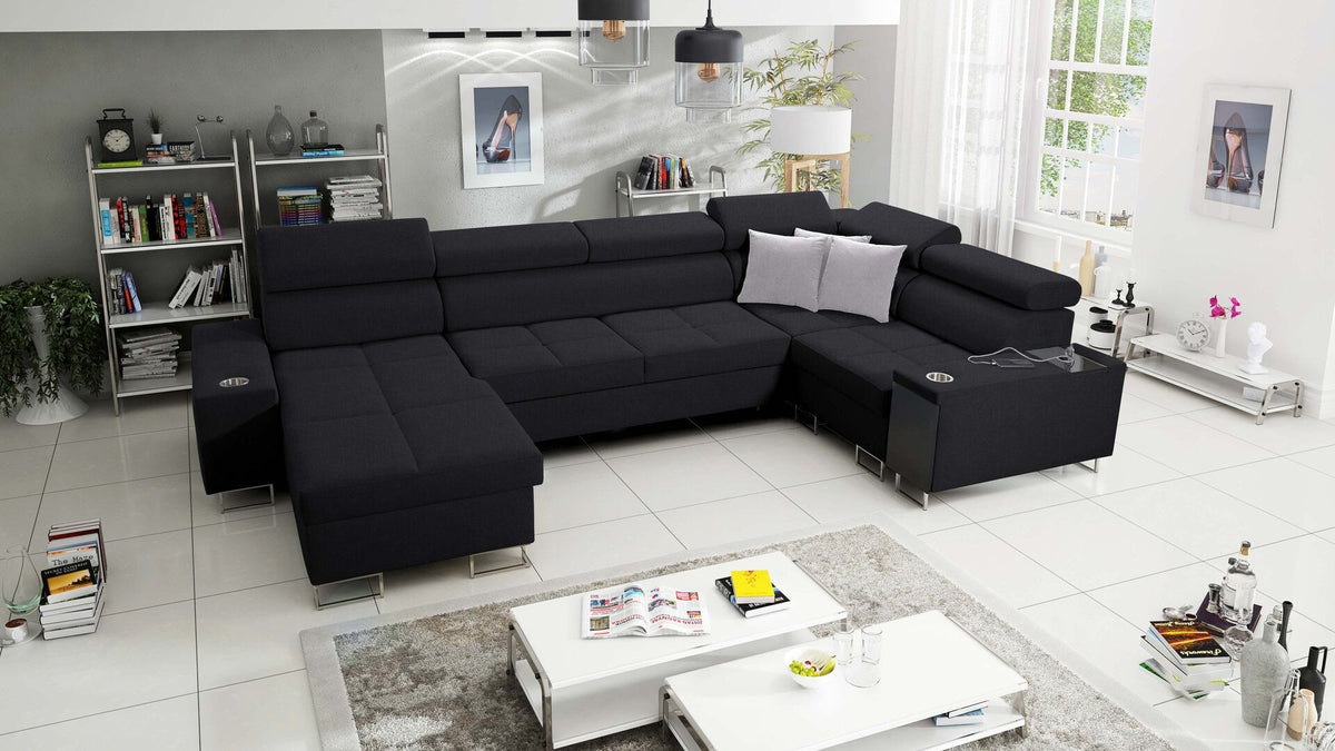 U-shaped Orbix IV Mini corner sofa bed – port with storage