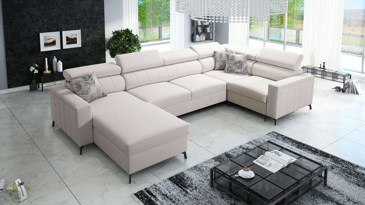 U-shaped Arco V Maxi corner sofa bed – headrests – left-hand