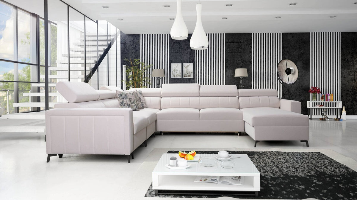 U-shaped Arco VII corner sofa bed – headrests – right-hand