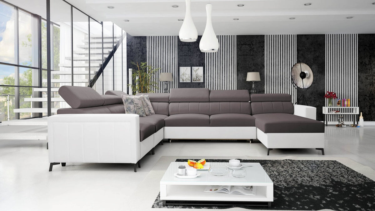 U-shaped Arco VII corner sofa bed – eco-leather, right-hand