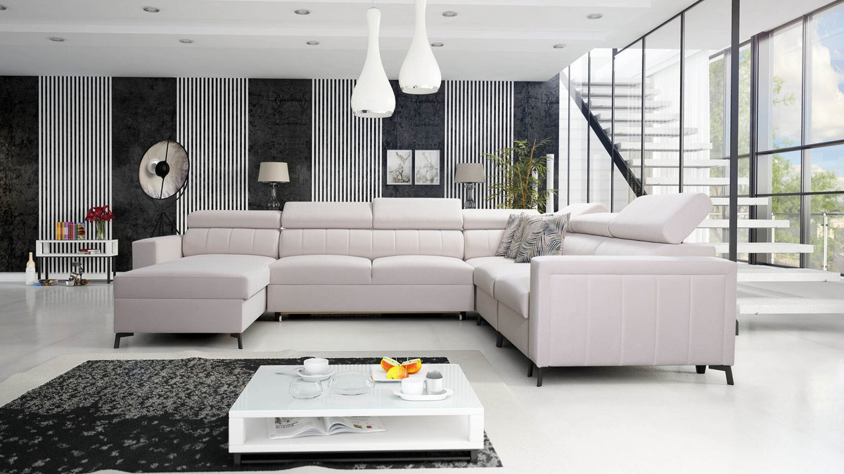 U-shaped Arco VII corner sofa bed – headrests – left-hand