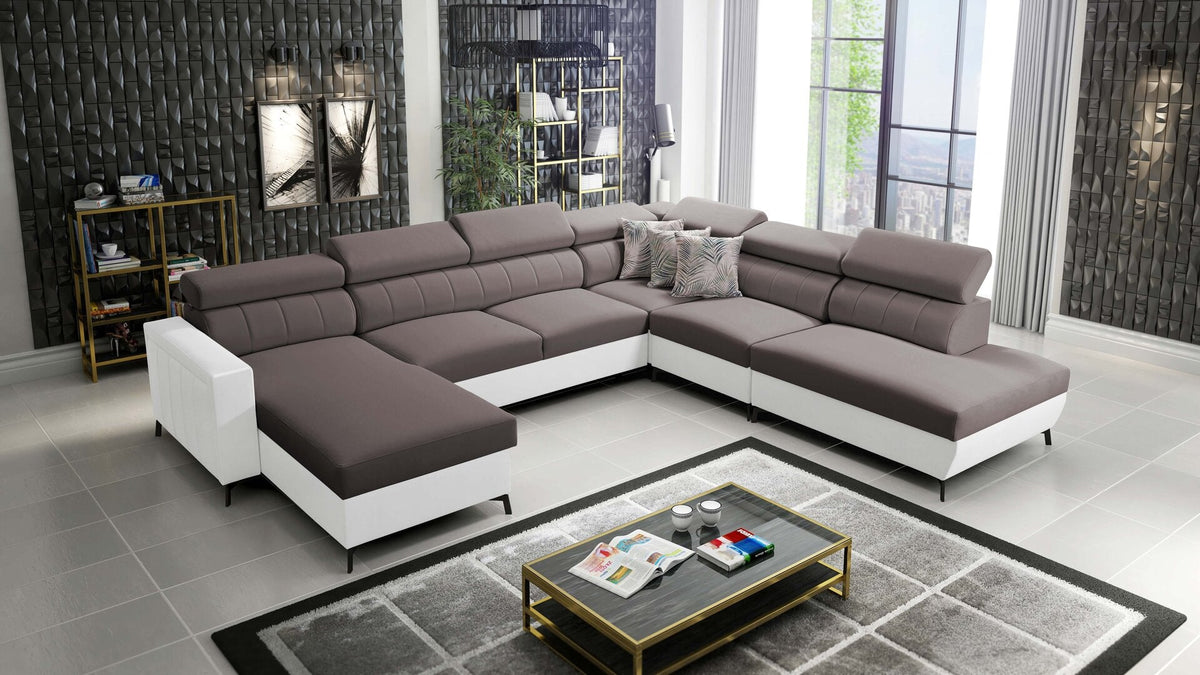 U-shaped Arco IX corner sofa bed – eco-leather, left-hand