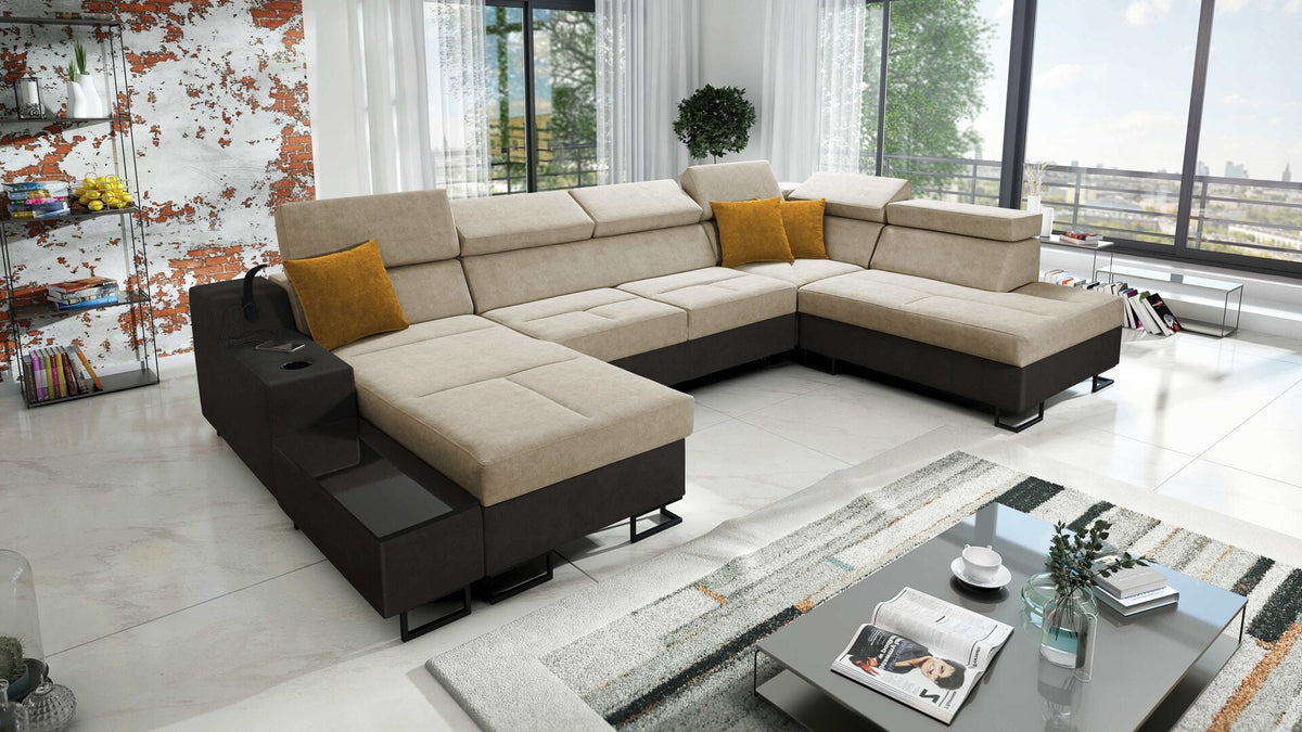 U-shaped Avanti VI corner sofa bed – eco-leather, left-hand
