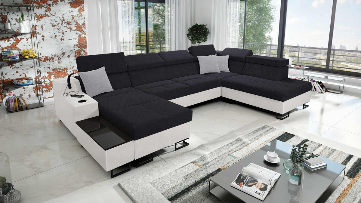 U-shaped Avanti VI corner sofa bed – eco-leather, left-hand