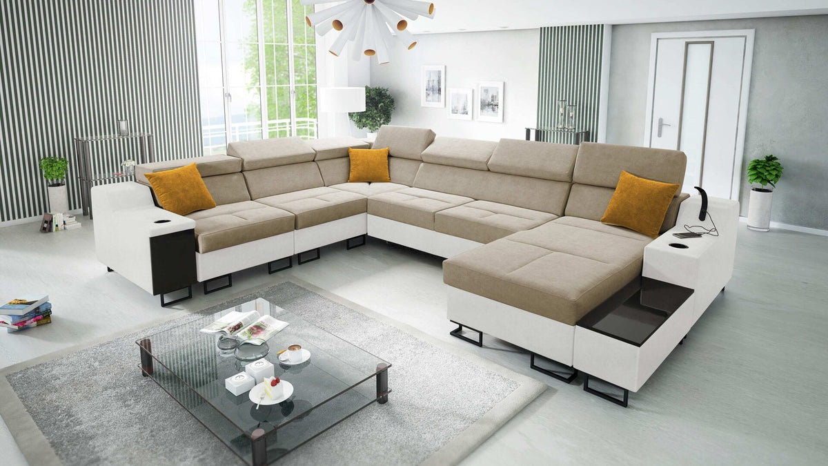 U-shaped Avanti VIII corner sofa – eco-leather, right-hand