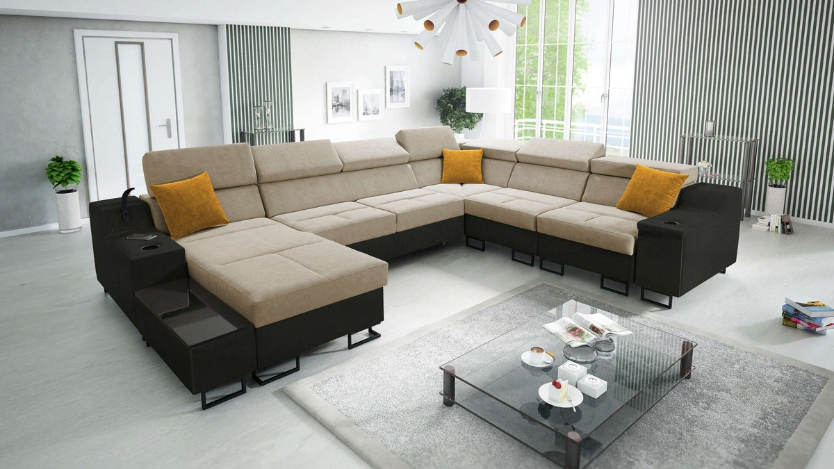 U-shaped Avanti VIII corner sofa – eco-leather, left-hand