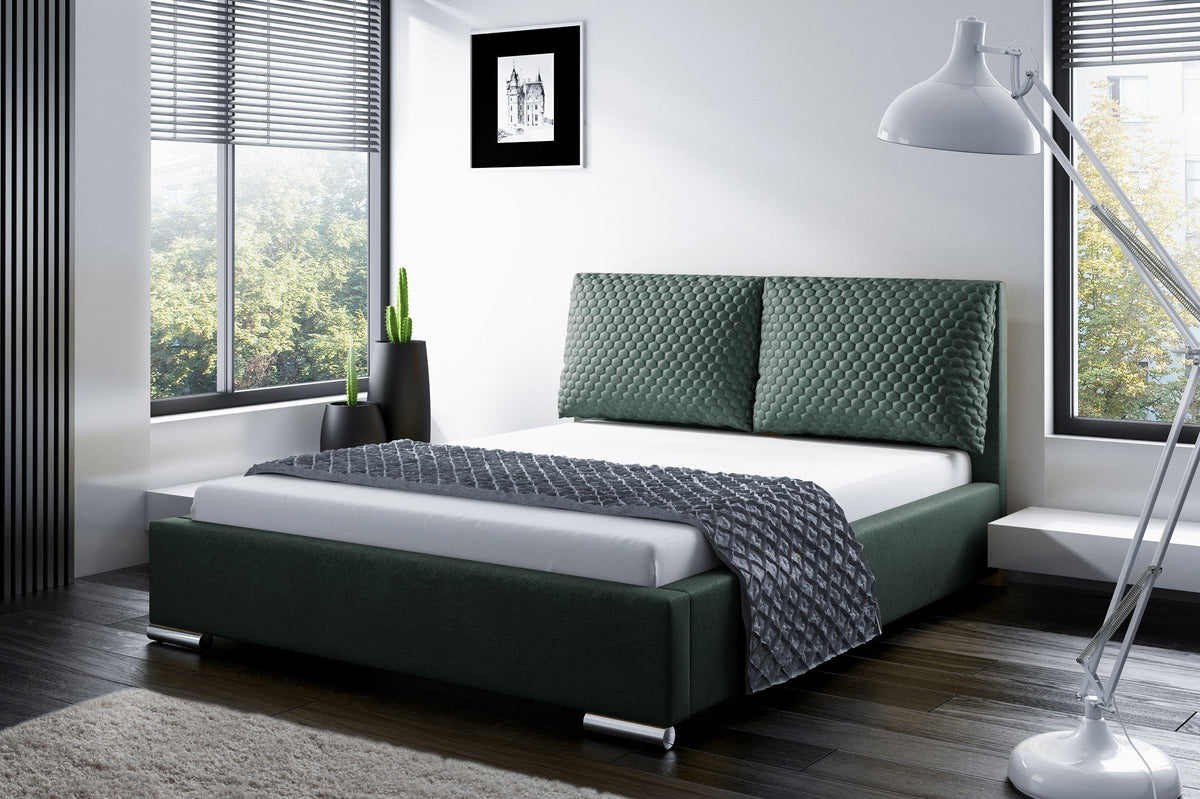 Baju upholstered bed with a bedding storage compartment – Riviera 38 – front view – image 1