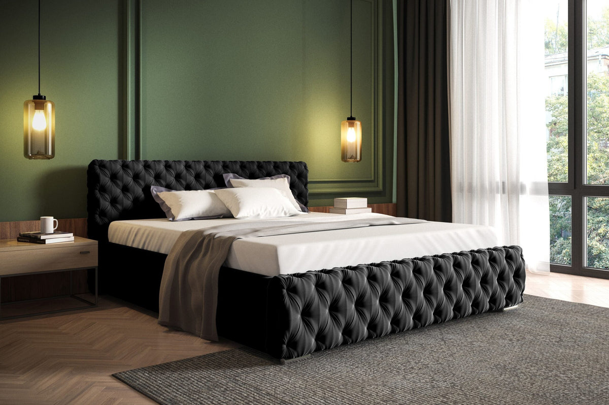 Fabi upholstered bed with a bedding storage compartment – Magic Velvet 2219 – front view – image 1