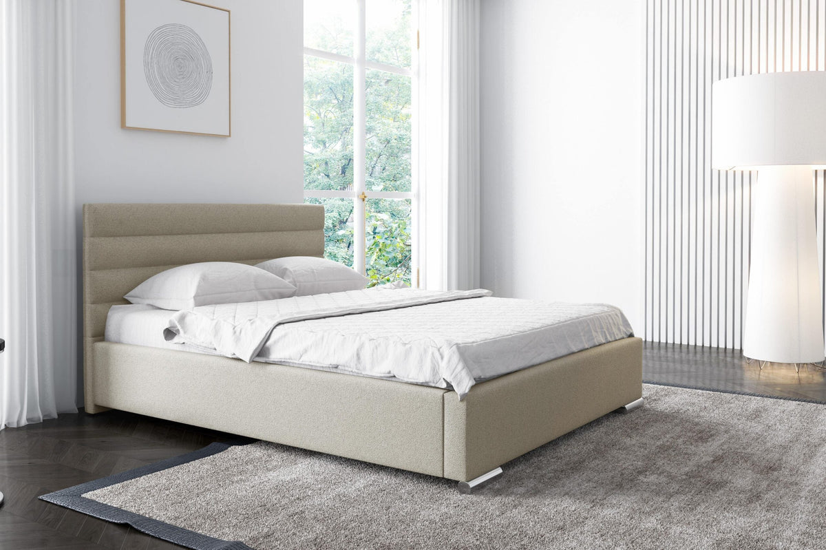 Lucca upholstered bed with a bedding storage compartment – Metro 11 – front view – image 1