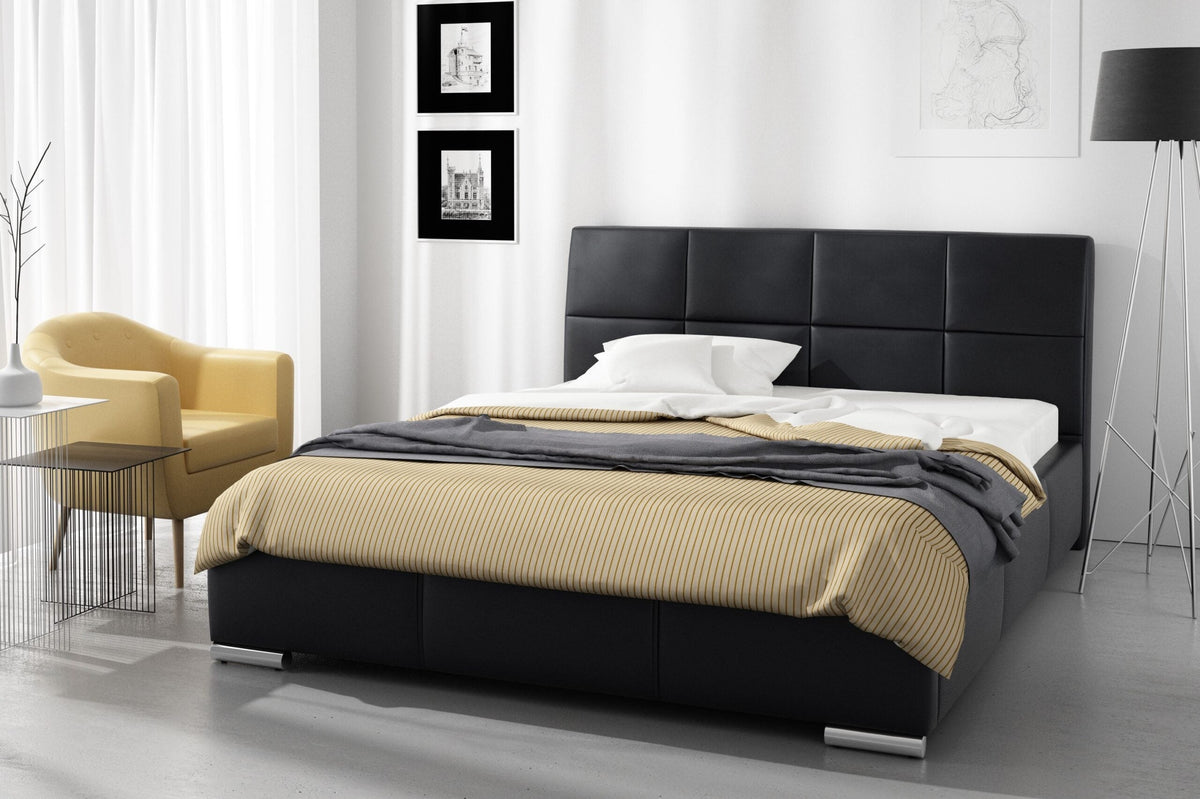 Mantova upholstered bed with a bedding storage compartment – Soft 11 – front view – image 1