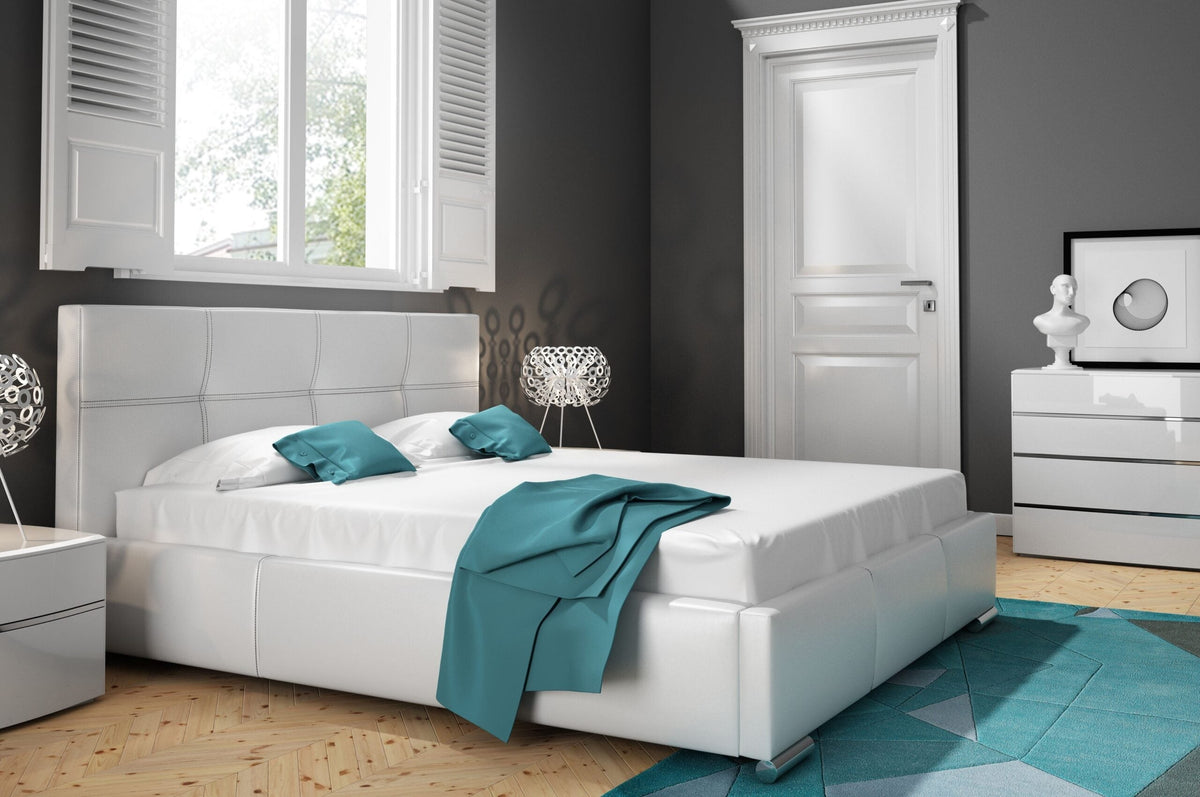 Sok upholstered bed with a bedding storage compartment – Soft 17 – front view – image 1