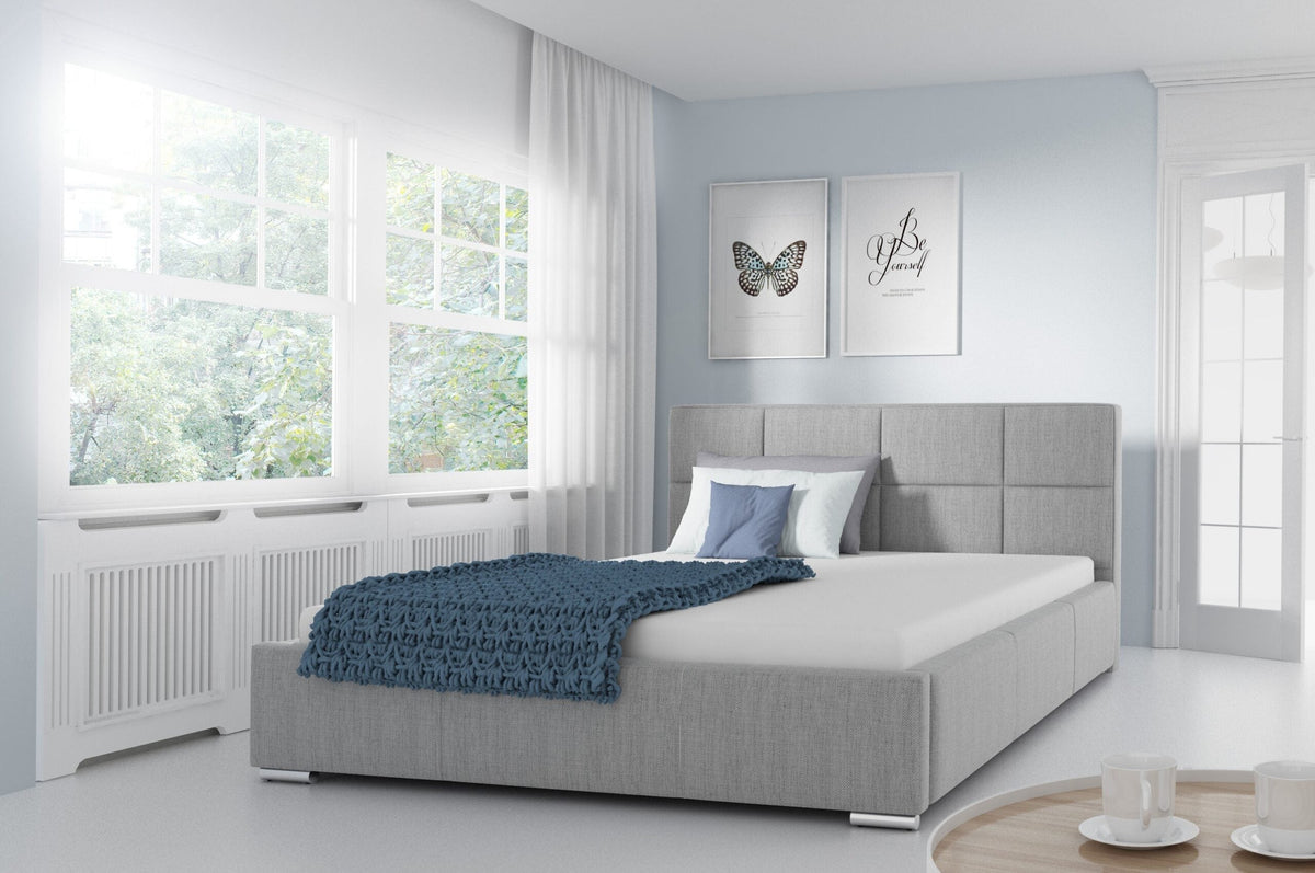 Venezia upholstered bed with a bedding storage compartment – Inari 91 – front view – image 1