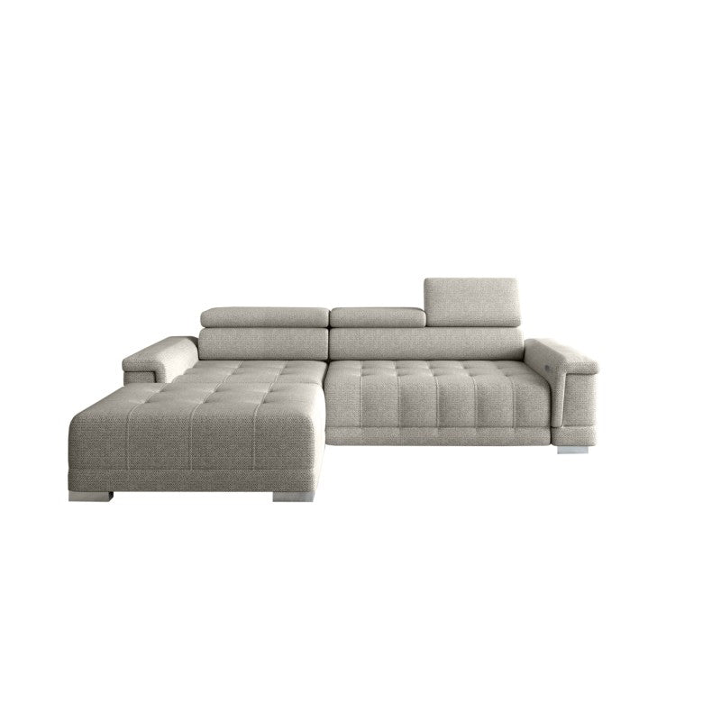 CAMPO S left-hand corner sofa with electric seat adjustment – Memphis 04 – front view – image 1