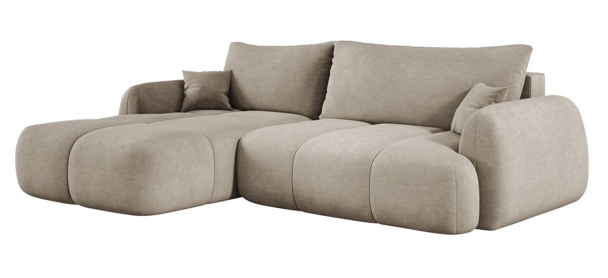 COCO Left-hand corner sofa bed with storage and cushions – Cloud 03 Beige – image 1