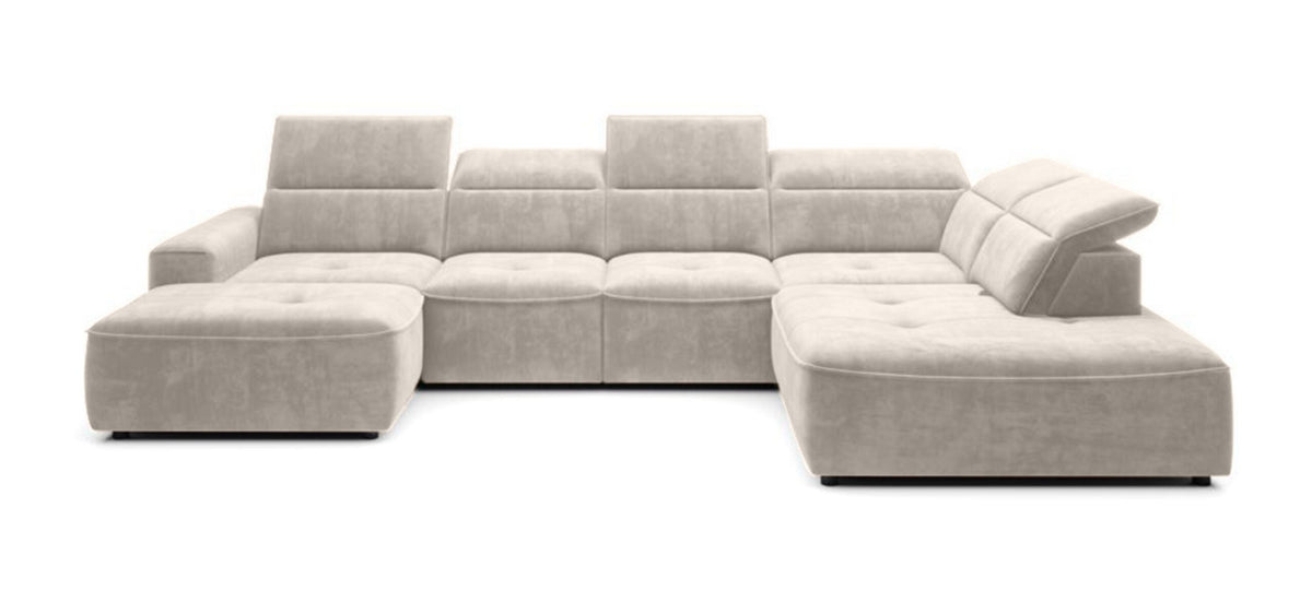 COLOMBO XL Right-hand electric corner sofa bed with storage – Palladium 02 Beige – image 1