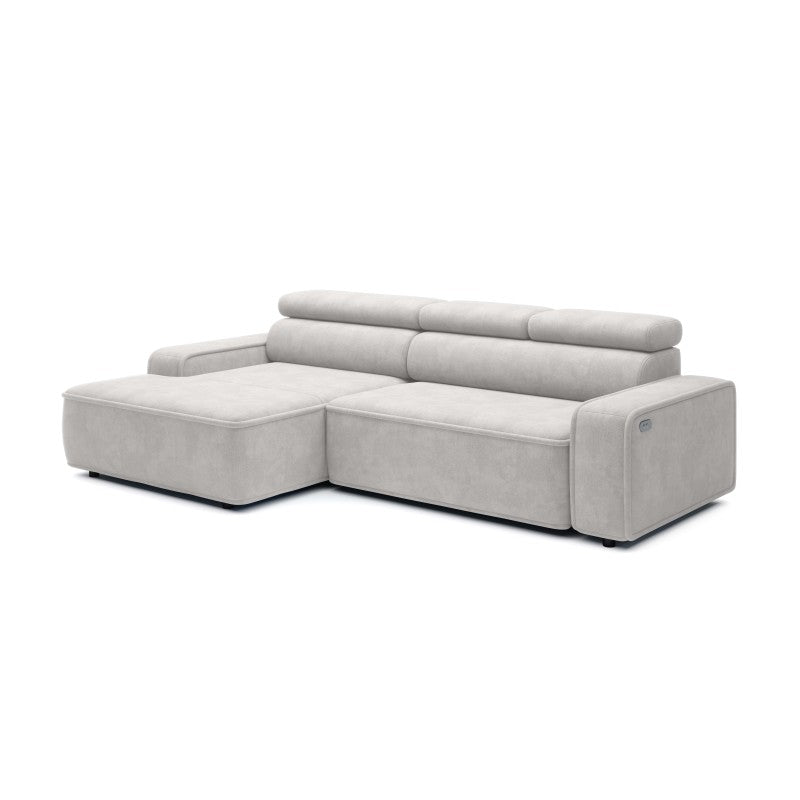 LIAM S left-hand corner sofa with adjustable headrest and electric seat extension – Terra 06 – front view – image 1