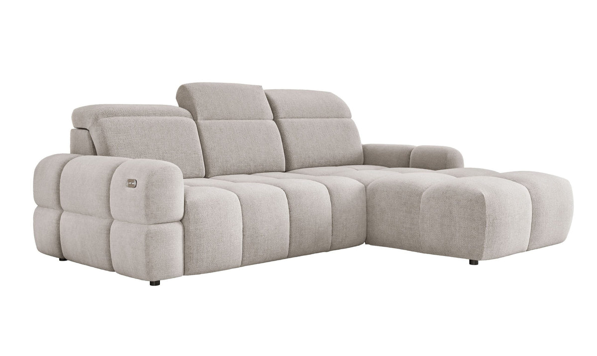 MATEO L Freestanding Right-Side Corner Sofa, Memphis 09 – Memphis 01 – Beige – front view – image 1