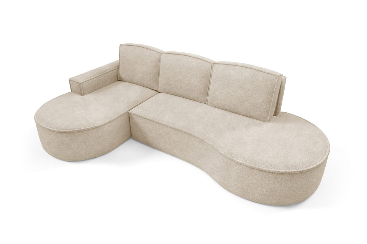 MOLLY Left-hand freestanding corner sofa bed with storage – Abriamo 03 Beige – image 1