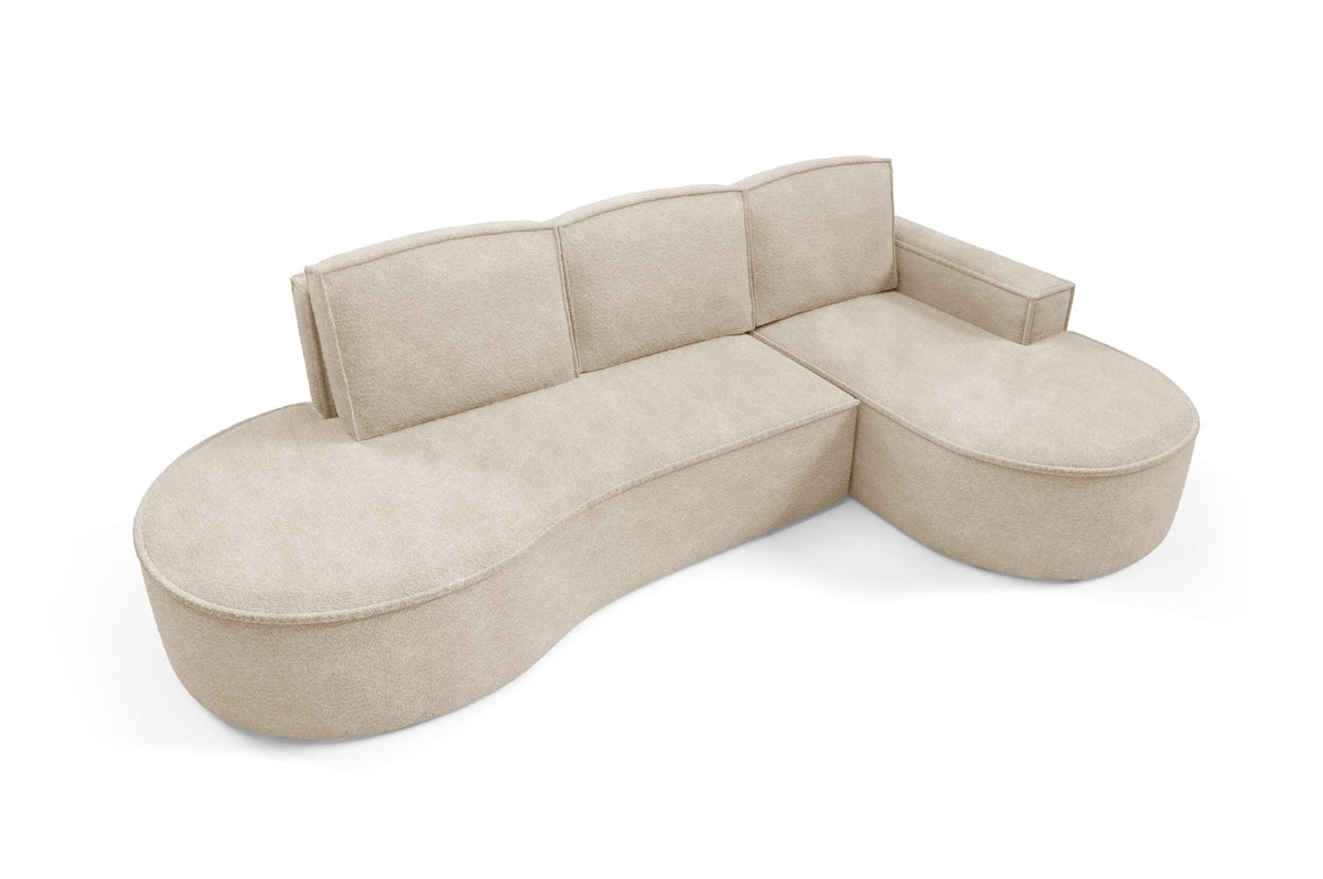 MOLLY Right-hand freestanding corner sofa bed with storage – Abriamo 03 Beige – image 1