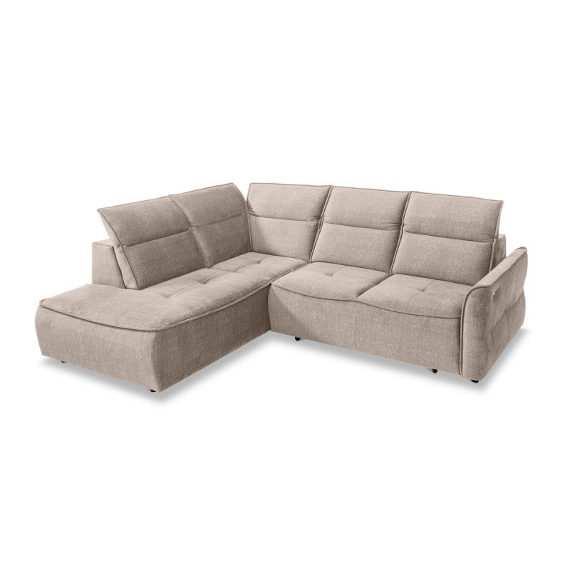MURILLO L Left-hand corner sofa with electric seat adjustment – Vogue 01 – front view – image 1