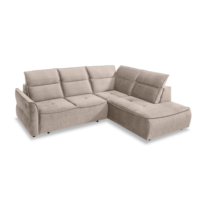 MURILLO L Right-hand corner sofa with electric seat adjustment – Vogue 01 – front view – image 1