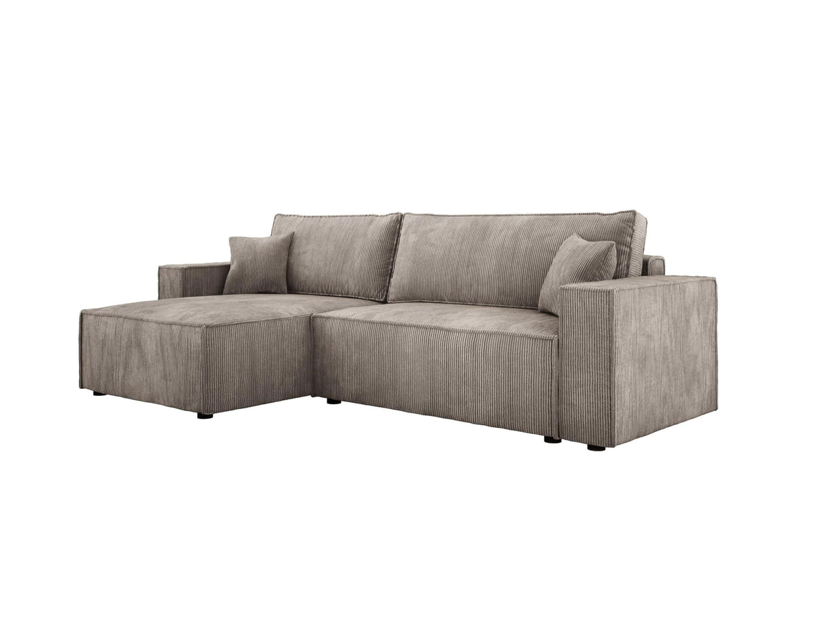 POSO XL corner sofa, left-hand set with pillows, freestanding – Poso 02 – front view – image 1