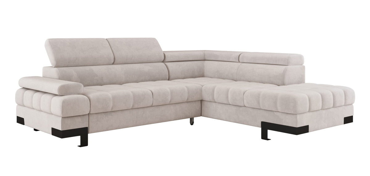 SELVA L Right-hand corner sofa bed with storage – Salvador 01 Beige – image 1