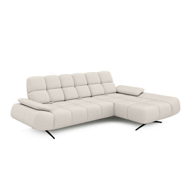 Modern PRADO S right-hand corner sofa, adjustable seat and armrest – Curio 02 – front view – image 1