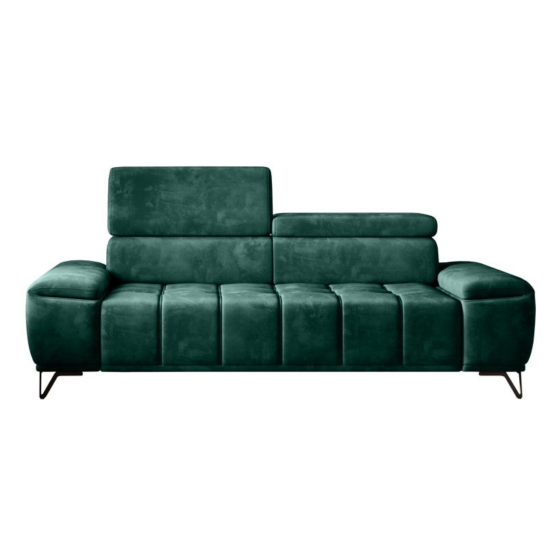 PALLADIO 2-seater sofa with electric seat folding system, adjustable headrests – Monolith 37 – front view – image 1