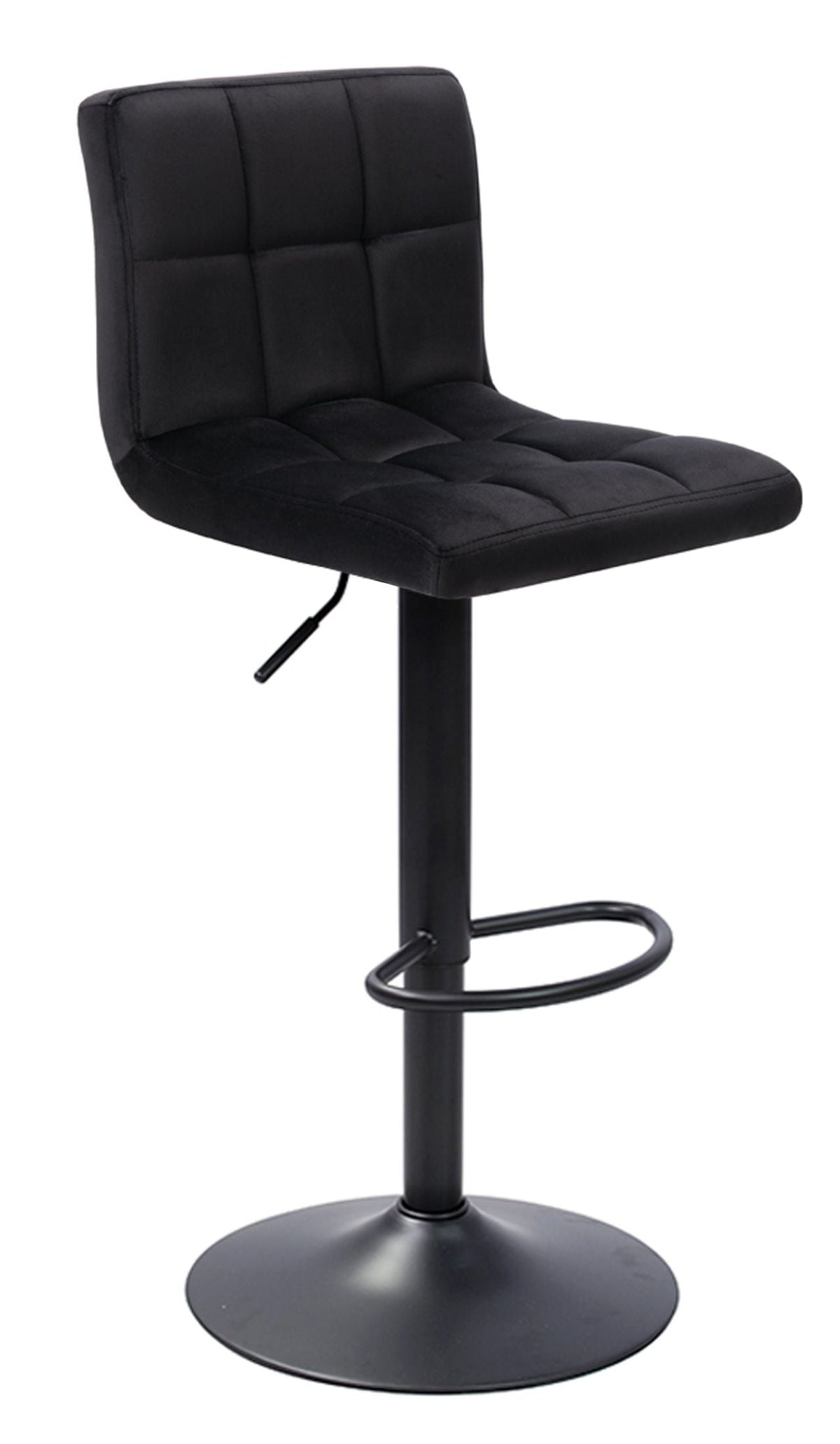 Velvet bar stool (gray) – Black 2 – front view – image 1
